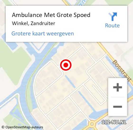 Locatie op kaart van de 112 melding: Ambulance Met Grote Spoed Naar Winkel, Zandruiter op 5 december 2022 15:49