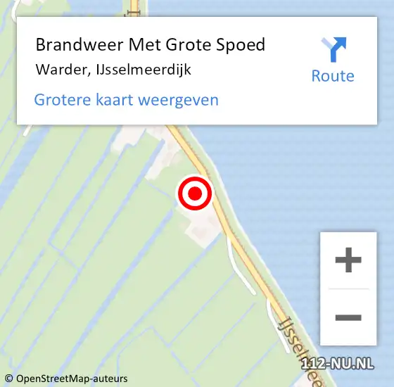 Locatie op kaart van de 112 melding: Brandweer Met Grote Spoed Naar Warder, IJsselmeerdijk op 7 augustus 2014 10:55