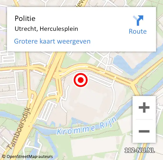 Locatie op kaart van de 112 melding: Politie Utrecht, Herculesplein op 5 december 2022 16:04