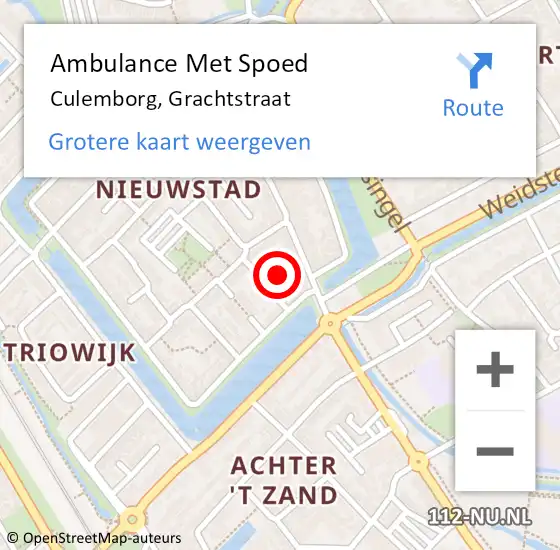 Locatie op kaart van de 112 melding: Ambulance Met Spoed Naar Culemborg, Grachtstraat op 5 december 2022 16:41