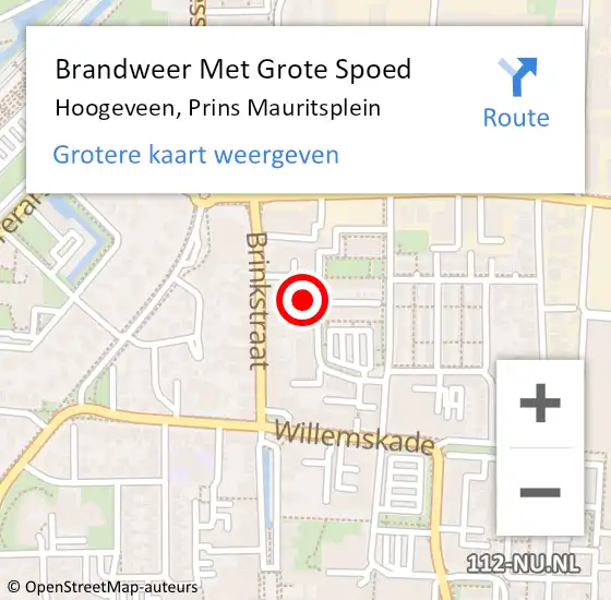 Locatie op kaart van de 112 melding: Brandweer Met Grote Spoed Naar Hoogeveen, Prins Mauritsplein op 5 december 2022 16:55
