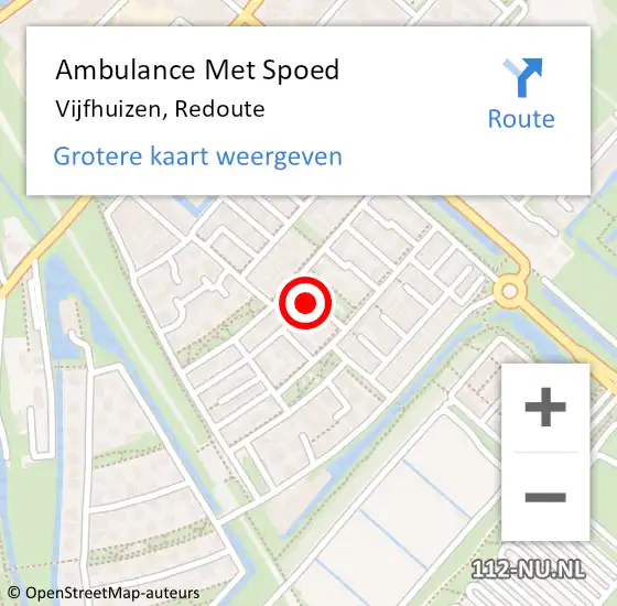 Locatie op kaart van de 112 melding: Ambulance Met Spoed Naar Vijfhuizen, Redoute op 5 december 2022 17:17