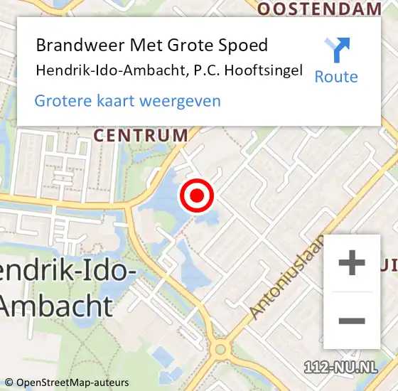 Locatie op kaart van de 112 melding: Brandweer Met Grote Spoed Naar Hendrik-Ido-Ambacht, P.C. Hooftsingel op 5 december 2022 17:22