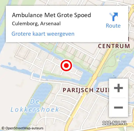 Locatie op kaart van de 112 melding: Ambulance Met Grote Spoed Naar Culemborg, Arsenaal op 5 december 2022 18:15