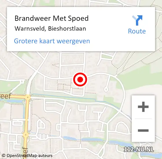 Locatie op kaart van de 112 melding: Brandweer Met Spoed Naar Warnsveld, Bieshorstlaan op 5 december 2022 18:18