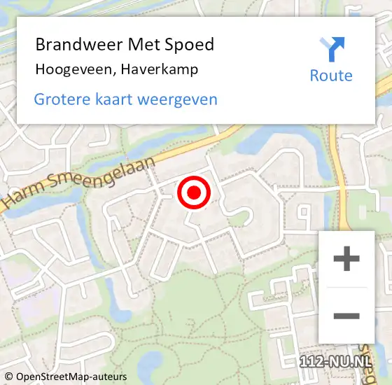 Locatie op kaart van de 112 melding: Brandweer Met Spoed Naar Hoogeveen, Haverkamp op 5 december 2022 18:26