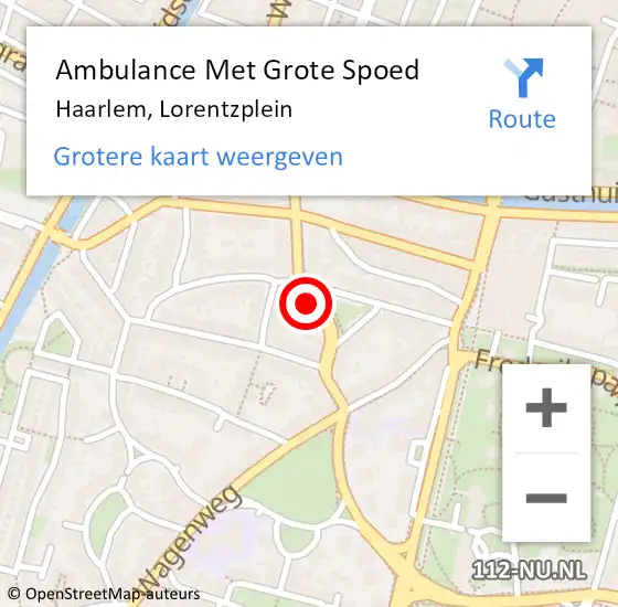 Locatie op kaart van de 112 melding: Ambulance Met Grote Spoed Naar Haarlem, Lorentzplein op 5 december 2022 18:30