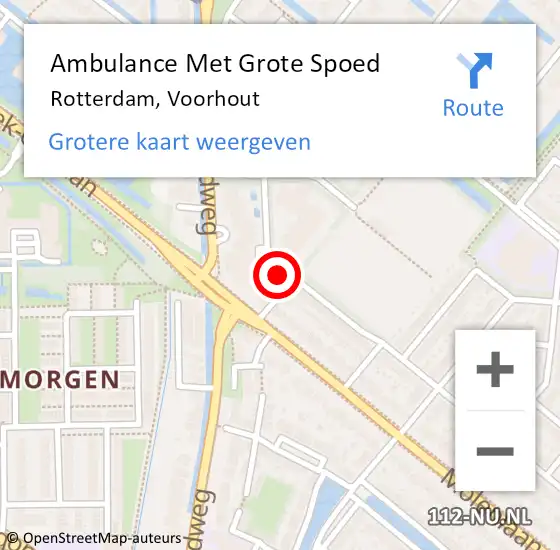 Locatie op kaart van de 112 melding: Ambulance Met Grote Spoed Naar Rotterdam, Voorhout op 5 december 2022 18:43