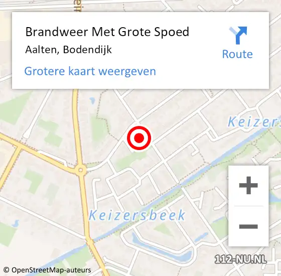 Locatie op kaart van de 112 melding: Brandweer Met Grote Spoed Naar Aalten, Bodendijk op 5 december 2022 19:02