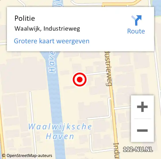 Locatie op kaart van de 112 melding: Politie Waalwijk, Industrieweg op 5 december 2022 19:15