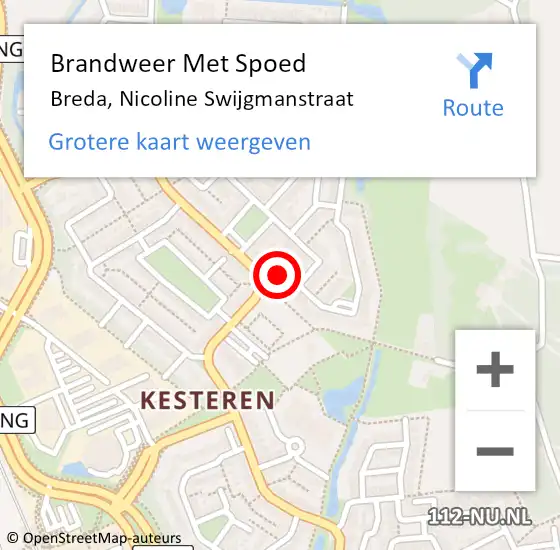 Locatie op kaart van de 112 melding: Brandweer Met Spoed Naar Breda, Nicoline Swijgmanstraat op 5 december 2022 19:20