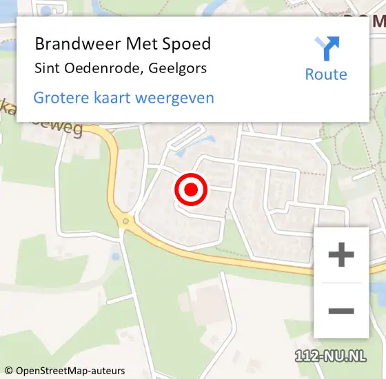 Locatie op kaart van de 112 melding: Brandweer Met Spoed Naar Sint Oedenrode, Geelgors op 5 december 2022 19:39