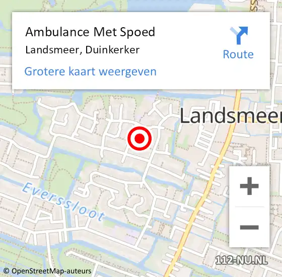 Locatie op kaart van de 112 melding: Ambulance Met Spoed Naar Landsmeer, Duinkerker op 5 december 2022 19:51