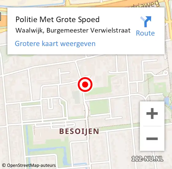 Locatie op kaart van de 112 melding: Politie Met Grote Spoed Naar Waalwijk, Burgemeester Verwielstraat op 5 december 2022 19:59