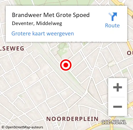 Locatie op kaart van de 112 melding: Brandweer Met Grote Spoed Naar Deventer, Middelweg op 5 december 2022 20:14