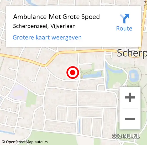 Locatie op kaart van de 112 melding: Ambulance Met Grote Spoed Naar Scherpenzeel, Vijverlaan op 5 december 2022 20:18
