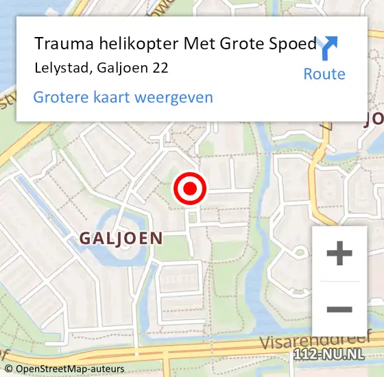 Locatie op kaart van de 112 melding: Trauma helikopter Met Grote Spoed Naar Lelystad, Galjoen 22 op 5 december 2022 20:21