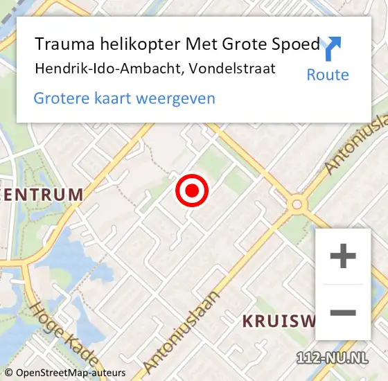 Locatie op kaart van de 112 melding: Trauma helikopter Met Grote Spoed Naar Hendrik-Ido-Ambacht, Vondelstraat op 5 december 2022 20:41