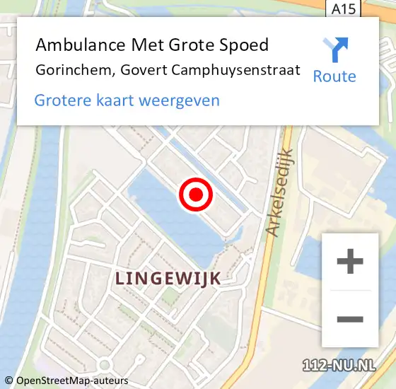 Locatie op kaart van de 112 melding: Ambulance Met Grote Spoed Naar Gorinchem, Govert Camphuysenstraat op 5 december 2022 20:56