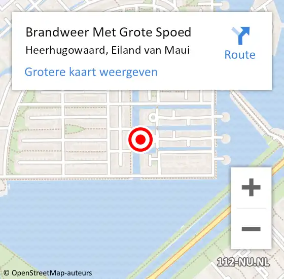 Locatie op kaart van de 112 melding: Brandweer Met Grote Spoed Naar Heerhugowaard, Eiland van Maui op 5 december 2022 21:39