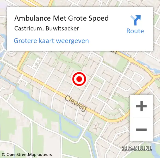 Locatie op kaart van de 112 melding: Ambulance Met Grote Spoed Naar Castricum, Buwitsacker op 5 december 2022 21:45