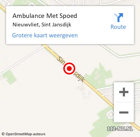 Locatie op kaart van de 112 melding: Ambulance Met Spoed Naar Nieuwvliet, Sint Jansdijk op 7 augustus 2014 11:32