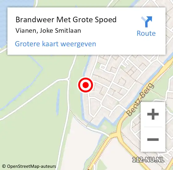 Locatie op kaart van de 112 melding: Brandweer Met Grote Spoed Naar Vianen, Joke Smitlaan op 6 december 2022 00:00