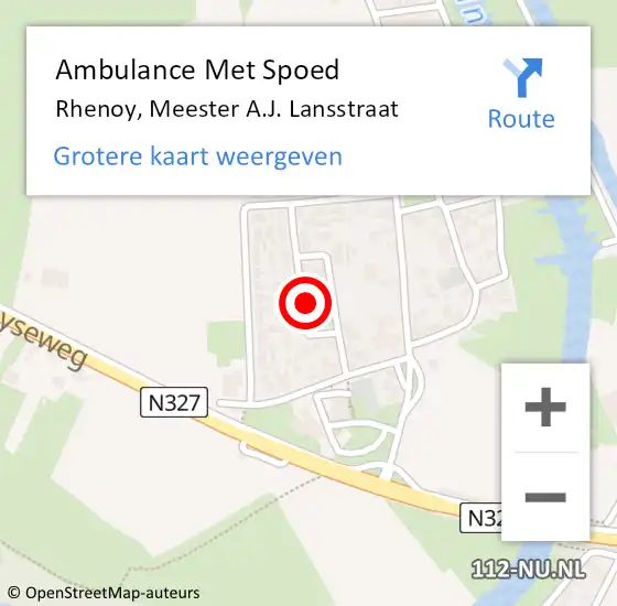 Locatie op kaart van de 112 melding: Ambulance Met Spoed Naar Rhenoy, Meester A.J. Lansstraat op 6 december 2022 01:38