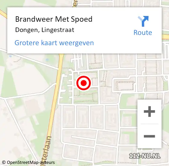 Locatie op kaart van de 112 melding: Brandweer Met Spoed Naar Dongen, Lingestraat op 6 december 2022 02:07