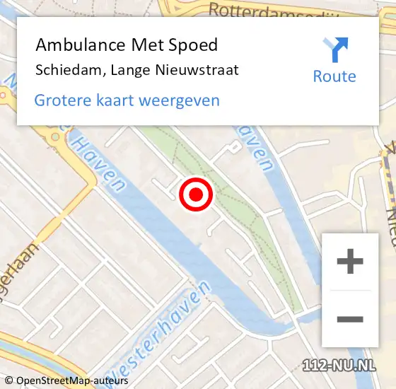 Locatie op kaart van de 112 melding: Ambulance Met Spoed Naar Schiedam, Lange Nieuwstraat op 6 december 2022 02:35