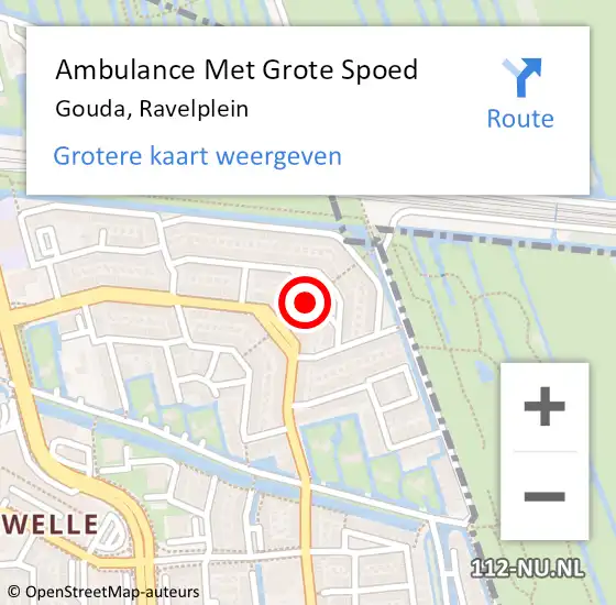 Locatie op kaart van de 112 melding: Ambulance Met Grote Spoed Naar Gouda, Ravelplein op 6 december 2022 04:50