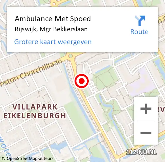 Locatie op kaart van de 112 melding: Ambulance Met Spoed Naar Rijswijk, Mgr Bekkerslaan op 6 december 2022 04:51