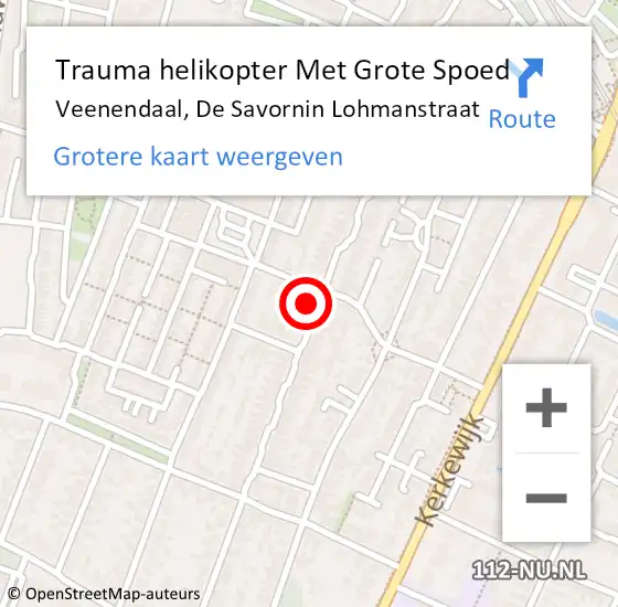 Locatie op kaart van de 112 melding: Trauma helikopter Met Grote Spoed Naar Veenendaal, De Savornin Lohmanstraat op 6 december 2022 07:40