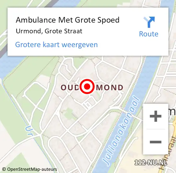 Locatie op kaart van de 112 melding: Ambulance Met Grote Spoed Naar Urmond, Grote Straat op 6 december 2022 07:43