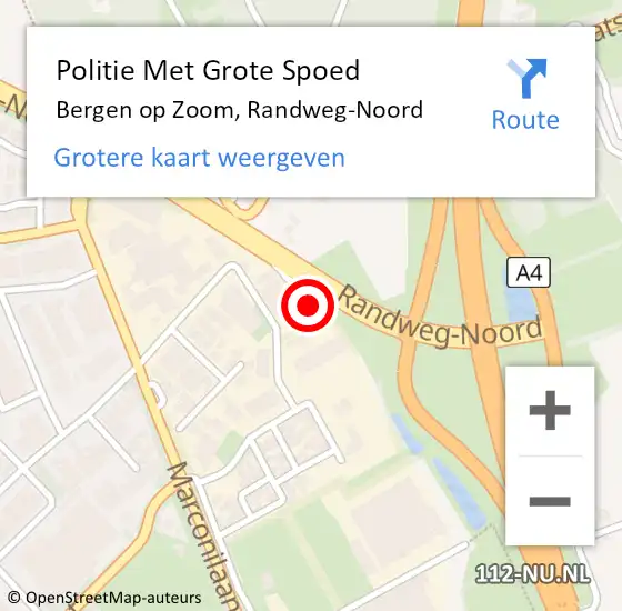 Locatie op kaart van de 112 melding: Politie Met Grote Spoed Naar Bergen op Zoom, Randweg-Noord op 6 december 2022 07:45
