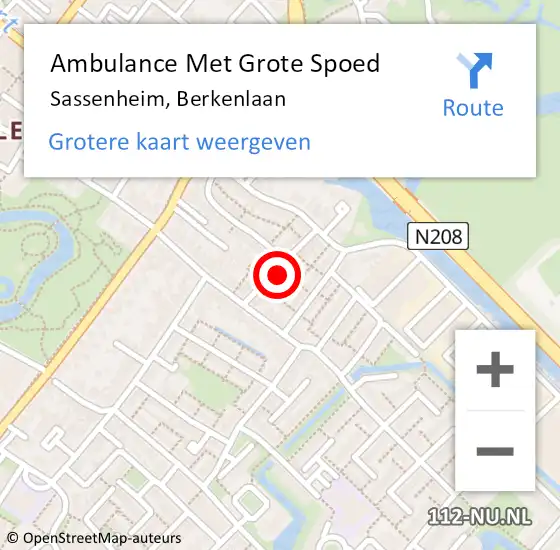 Locatie op kaart van de 112 melding: Ambulance Met Grote Spoed Naar Sassenheim, Berkenlaan op 6 december 2022 07:50