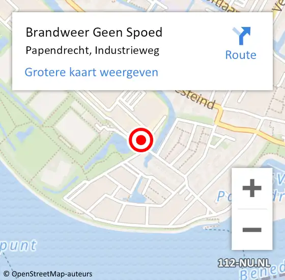 Locatie op kaart van de 112 melding: Brandweer Geen Spoed Naar Papendrecht, Industrieweg op 6 december 2022 07:53