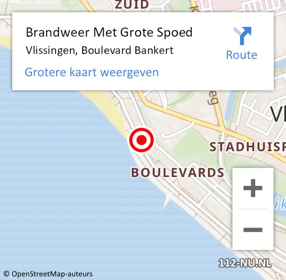 Locatie op kaart van de 112 melding: Brandweer Met Grote Spoed Naar Vlissingen, Boulevard Bankert op 6 december 2022 08:10
