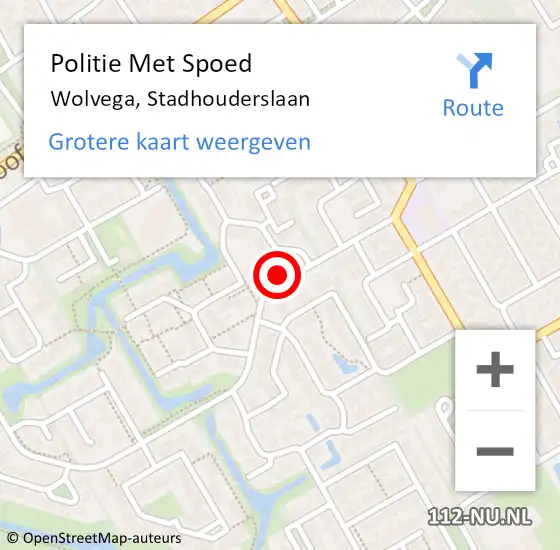 Locatie op kaart van de 112 melding: Politie Met Spoed Naar Wolvega, Stadhouderslaan op 6 december 2022 08:19