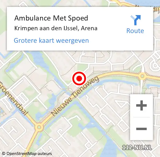 Locatie op kaart van de 112 melding: Ambulance Met Spoed Naar Krimpen aan den IJssel, Arena op 6 december 2022 08:24