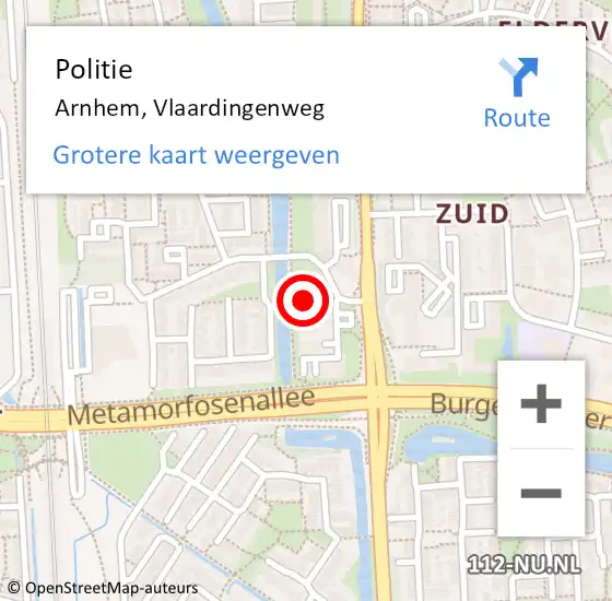 Locatie op kaart van de 112 melding: Politie Arnhem, Vlaardingenweg op 6 december 2022 08:27