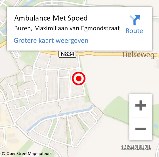 Locatie op kaart van de 112 melding: Ambulance Met Spoed Naar Buren, Maximiliaan van Egmondstraat op 6 december 2022 08:54