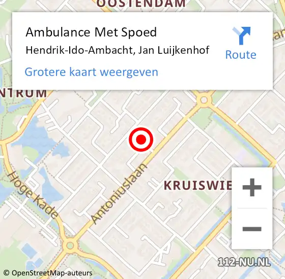 Locatie op kaart van de 112 melding: Ambulance Met Spoed Naar Hendrik-Ido-Ambacht, Jan Luijkenhof op 6 december 2022 08:57