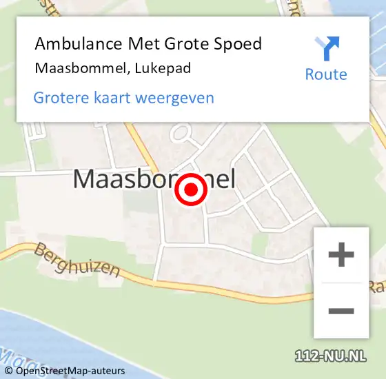 Locatie op kaart van de 112 melding: Ambulance Met Grote Spoed Naar Maasbommel, Lukepad op 7 augustus 2014 12:03