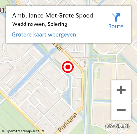 Locatie op kaart van de 112 melding: Ambulance Met Grote Spoed Naar Waddinxveen, Spiering op 6 december 2022 09:16