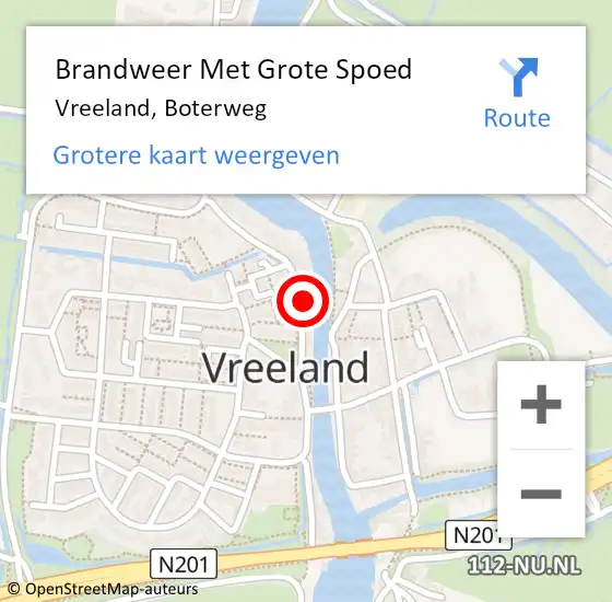 Locatie op kaart van de 112 melding: Brandweer Met Grote Spoed Naar Vreeland, Boterweg op 6 december 2022 09:20