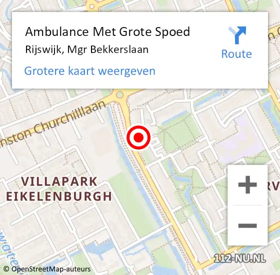 Locatie op kaart van de 112 melding: Ambulance Met Grote Spoed Naar Rijswijk, Mgr Bekkerslaan op 6 december 2022 09:27