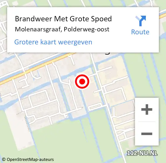 Locatie op kaart van de 112 melding: Brandweer Met Grote Spoed Naar Molenaarsgraaf, Polderweg-oost op 6 december 2022 09:32