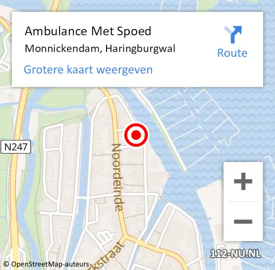 Locatie op kaart van de 112 melding: Ambulance Met Spoed Naar Monnickendam, Haringburgwal op 6 december 2022 09:33