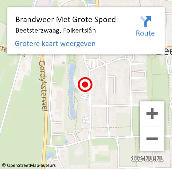 Locatie op kaart van de 112 melding: Brandweer Met Grote Spoed Naar Beetsterzwaag, Folkertslân op 6 december 2022 09:41